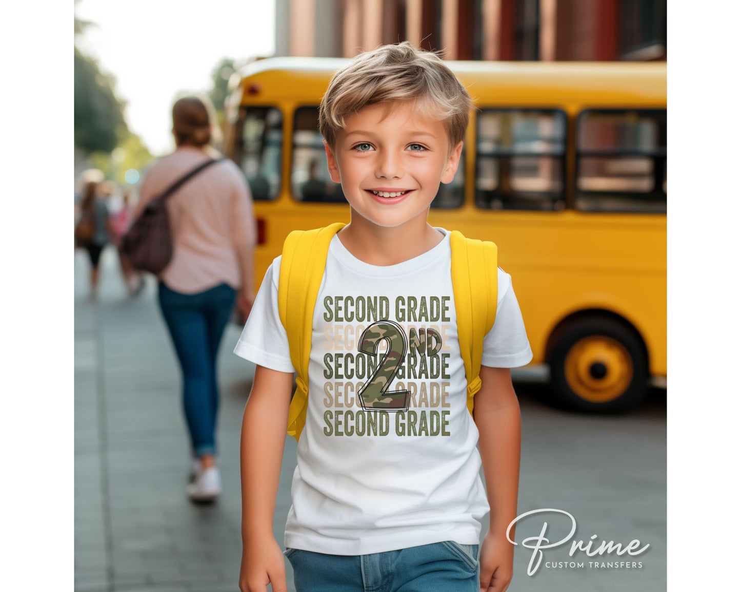 School DTF Transfer, First Day of School, Heat Transfer, Ready to Press, Direct to Film, First Day of School, Camouflage Boy, Second Grade