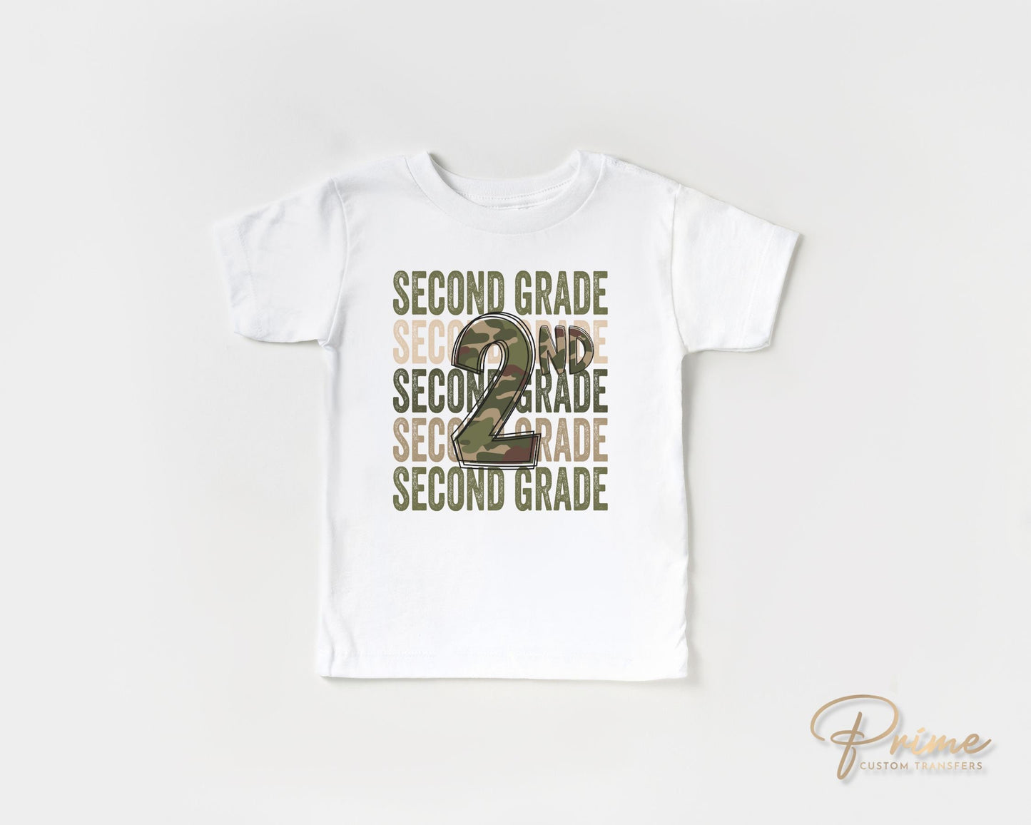 Second Grade DTF Transfer, First Day of School, Heat Transfer, Ready to Press, Direct to Film, Camo, Camouflage, 2nd, First Day of School
