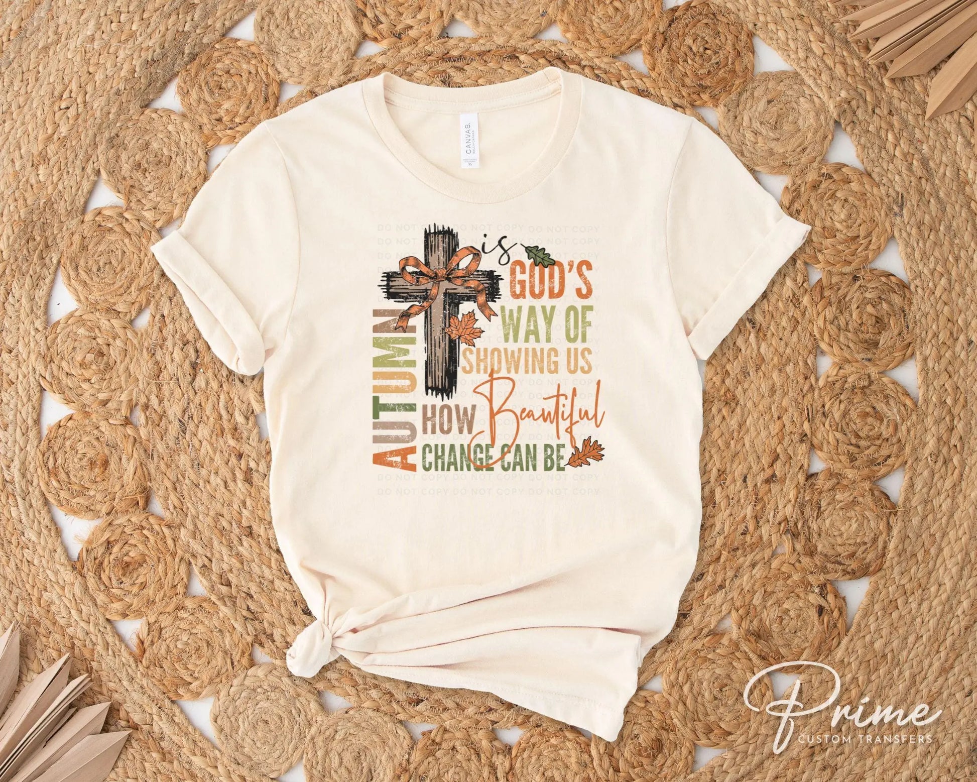 Fall DTF Transfers, Ready to Press, T-shirt Transfers, Heat Transfer, Direct to Film, Cold Peel, Jesus, Christian, Beautiful, Leaves, Cross