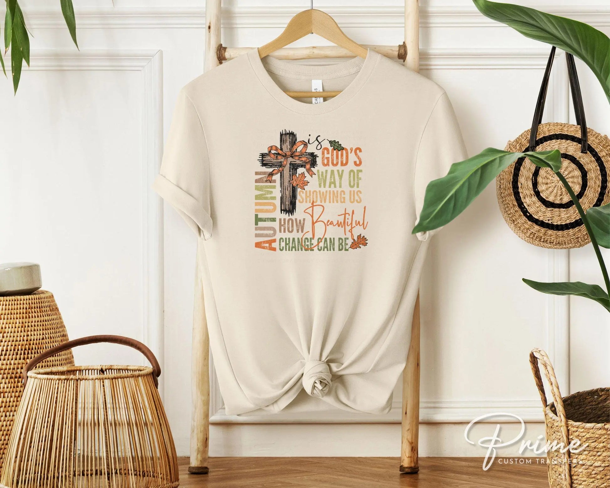 Fall DTF Transfers, Ready to Press, T-shirt Transfers, Heat Transfer, Direct to Film, Cold Peel, Jesus, Christian, Beautiful, Leaves, Cross