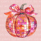 Fall DTF Transfers, Ready to Press, T-shirt Transfers, Heat Transfer, Direct to Film, Trendy, Bow, Coquette, Aesthetic, Disco Pumpkin