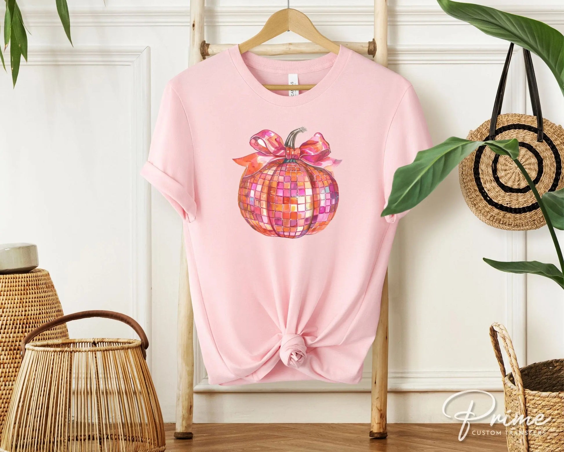 Fall DTF Transfers, Ready to Press, T-shirt Transfers, Heat Transfer, Direct to Film, Trendy, Bow, Coquette, Aesthetic, Disco Pumpkin