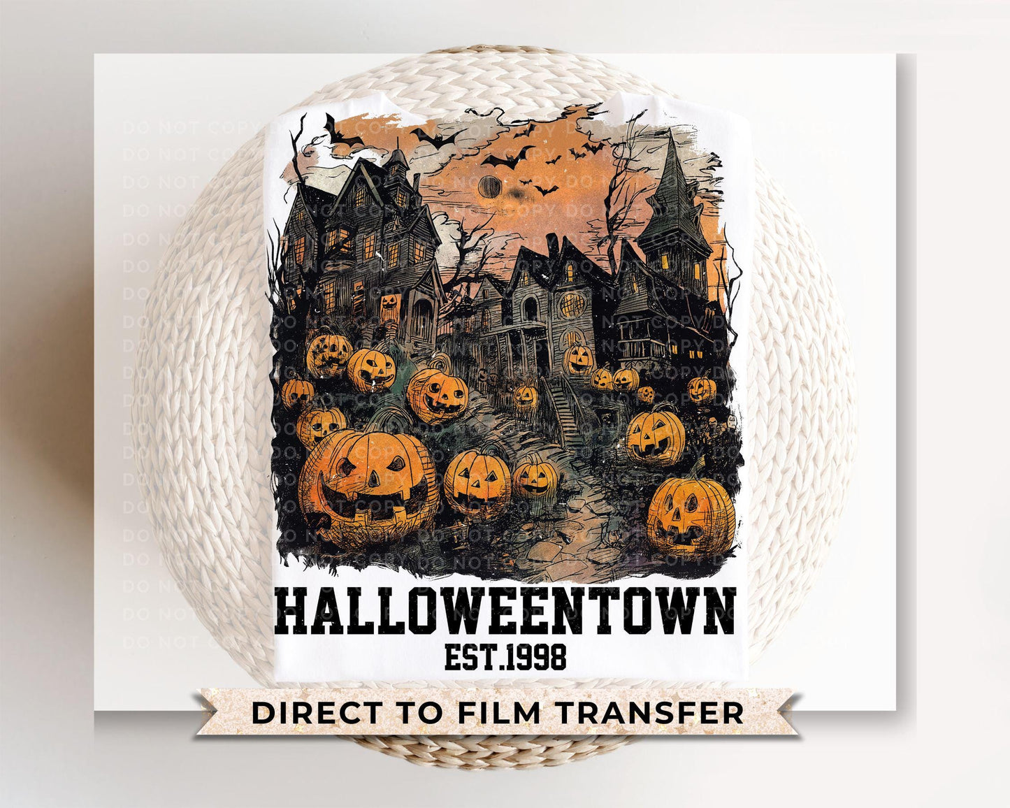 Halloween DTF Transfers, Ready to Press, T-shirt Transfers, Heat Transfer, Direct to Film, Fall, Retro, Vintage, HalloweenTown Est 1998