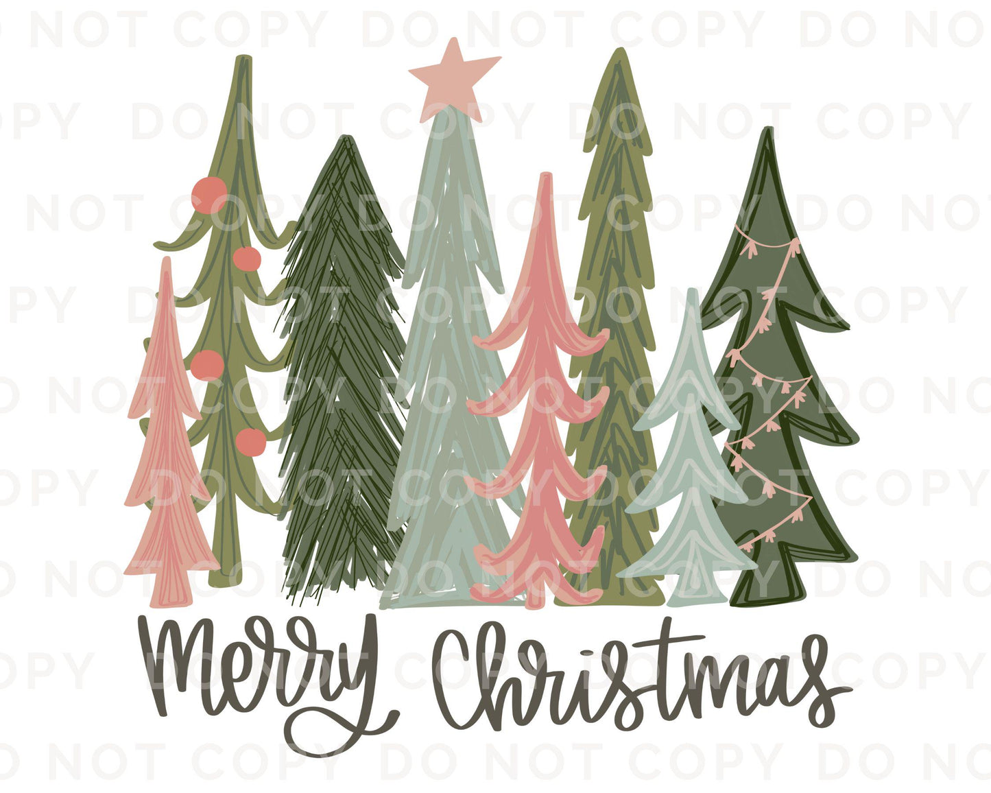 Christmas DTF Transfers, Ready to Press, T-shirt Transfers, Heat Transfer, Direct to Film, Holiday, Watercolor Pastel Christmas Trees