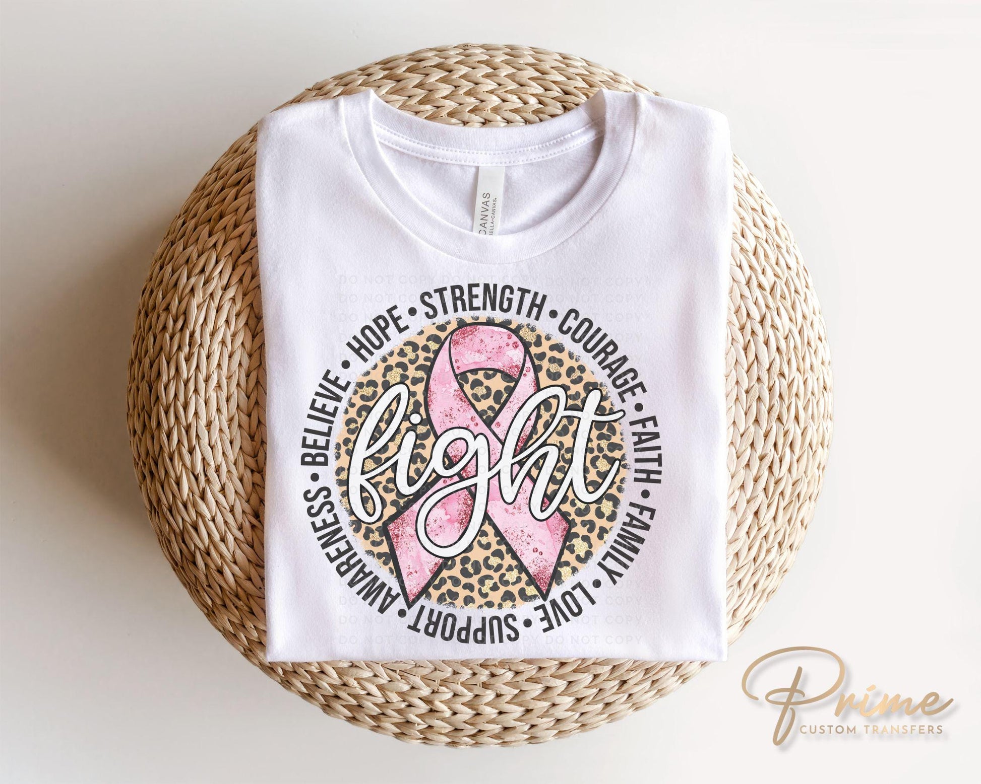 Breast Cancer DTF Transfers, Ready to Press, T-shirt Transfers, Heat Transfer, Direct to Film, Fight, Pink Ribbon, Leopard, Cancer Awareness