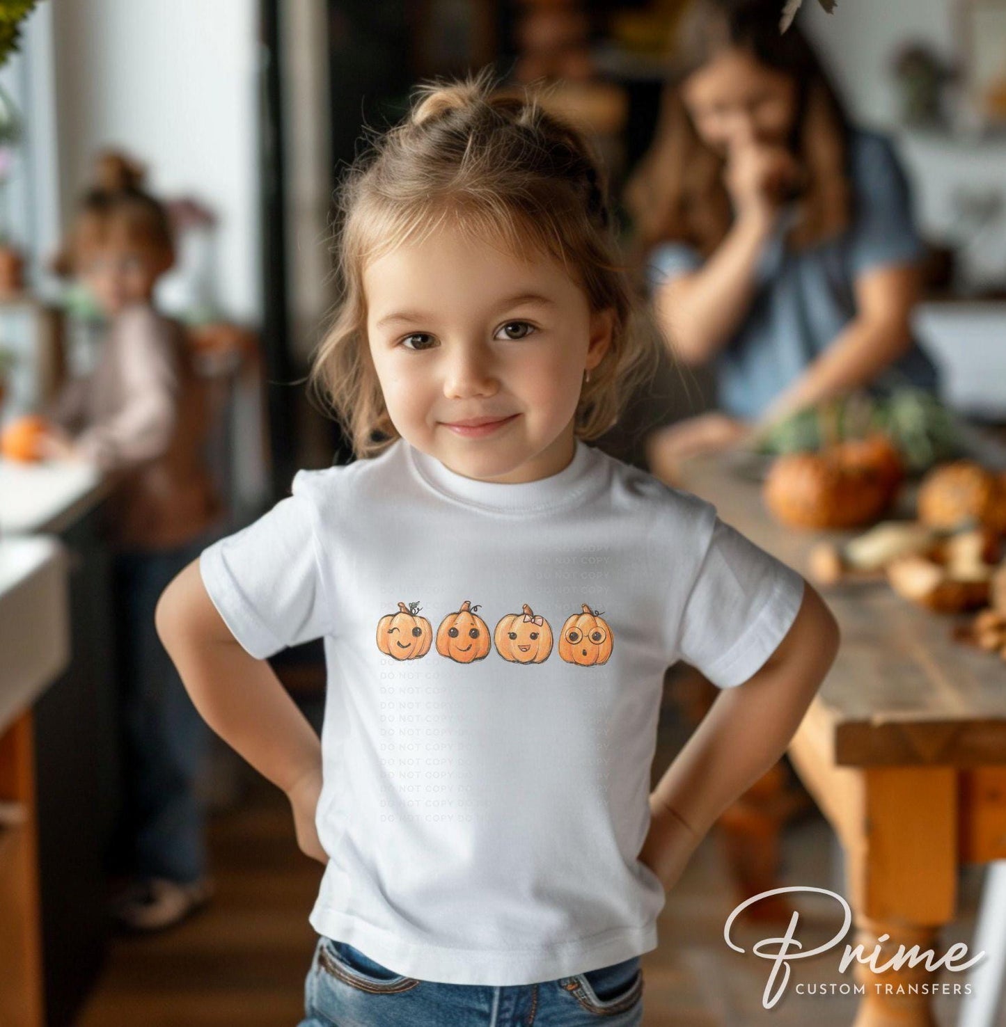 Fall DTF, Ready to Press, DIY T-shirt, Heat Transfer, Direct to Film, Cold Peel, Halloween, Thanksgiving, Autumn, Girl, Cute Baby Pumpkins