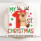 Christmas DTF Transfers, Ready to Press, T-shirt Transfers, Heat Transfer, Direct to Film, Baby Girl, Holiday, Reindeer, My 1st Christmas