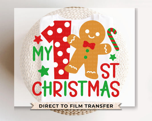 Christmas DTF Transfers, Ready to Press, T-shirt Transfers, Heat Transfer, Direct to Film, Baby Boy, Girl, Holiday, My 1st Christmas