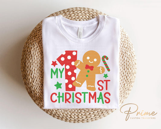 Christmas DTF Transfers, Ready to Press, T-shirt Transfers, Heat Transfer, Direct to Film, Baby Boy, Girl, Holiday, My 1st Christmas