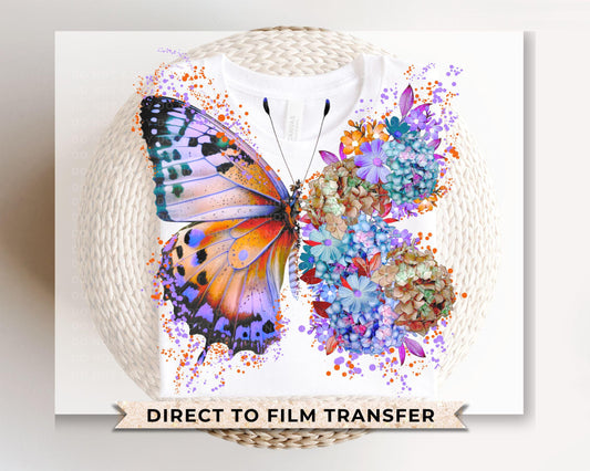 Butterfly DTF Transfers, Ready to Press, T-shirt Transfers, Heat Transfer, Direct to Film, Flowers, Spring, Cute, Girly, Floral Butterfly