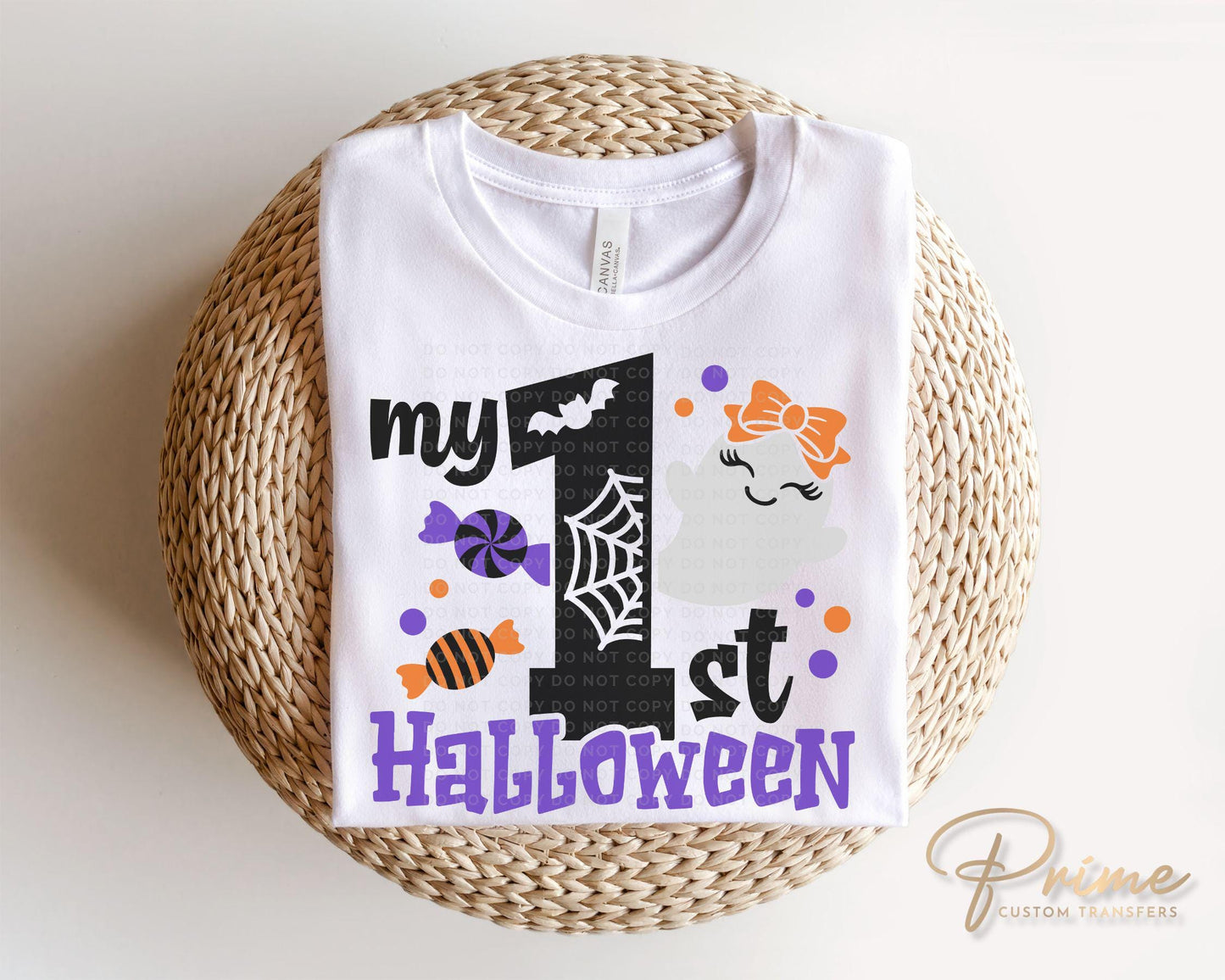 Halloween DTF Transfers, Ready to Press, T-shirt Transfers, Heat Transfer, Direct to Film, Baby Girl, Holiday, Fall, Ghost, My 1st Halloween