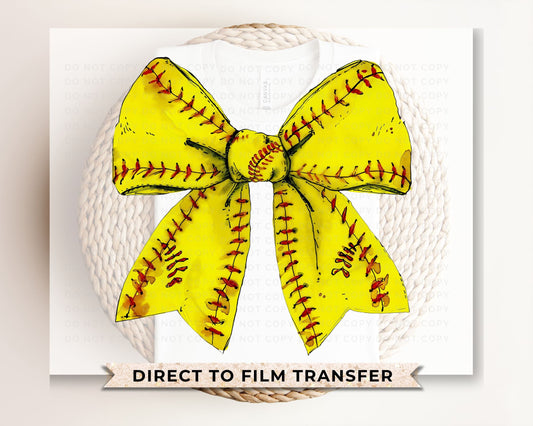 Softball DTF Transfers, Ready to Press, T-shirt Transfers, Heat Transfer, Direct to Film, Sports Mom, Game Day, Coquette, Retro Softball Bow