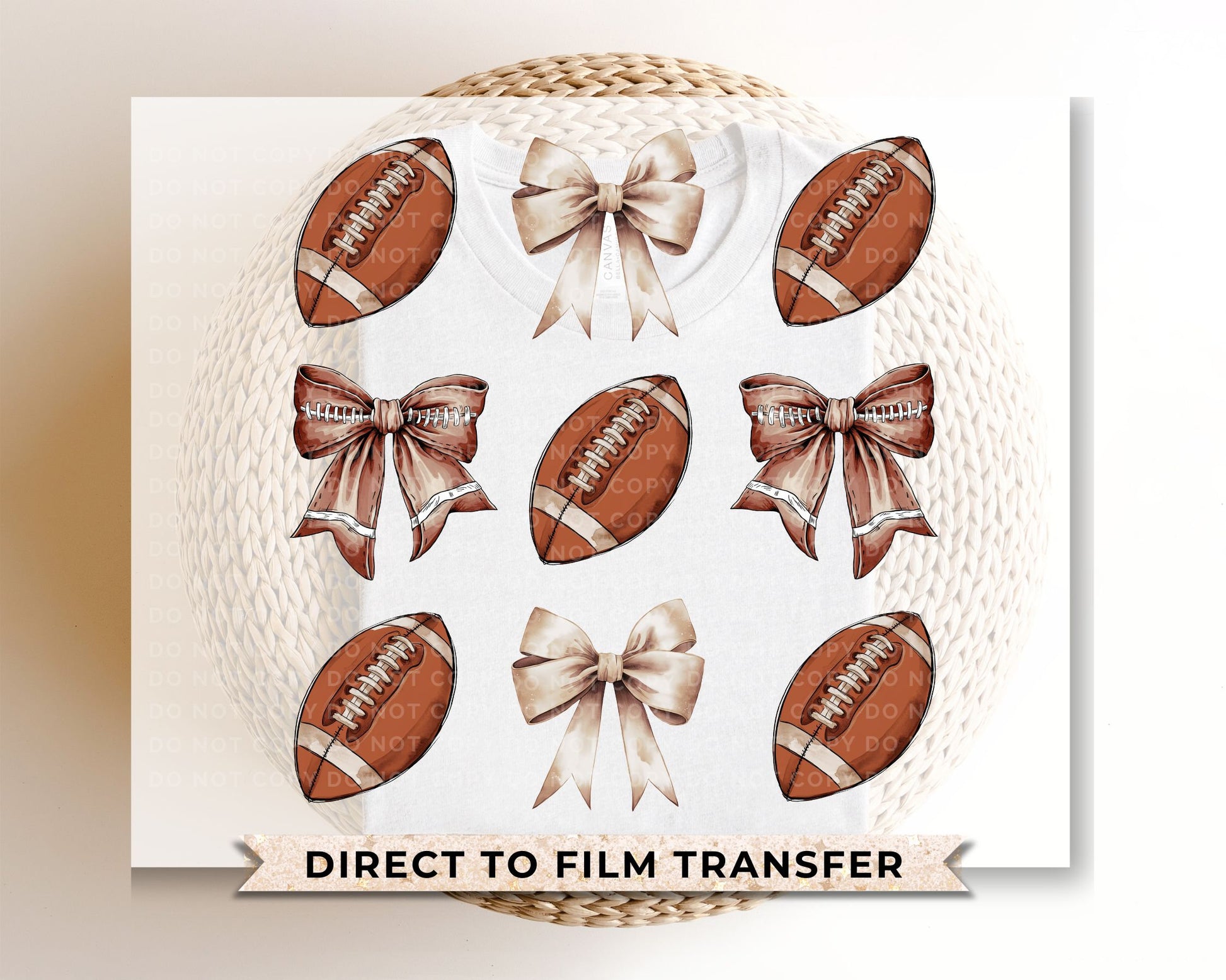 Football DTF Transfers, Ready to Press, T-shirt Transfers, Heat Transfer, Direct to Film, Sports Mom, Game Day, Fall, Retro Football Bow