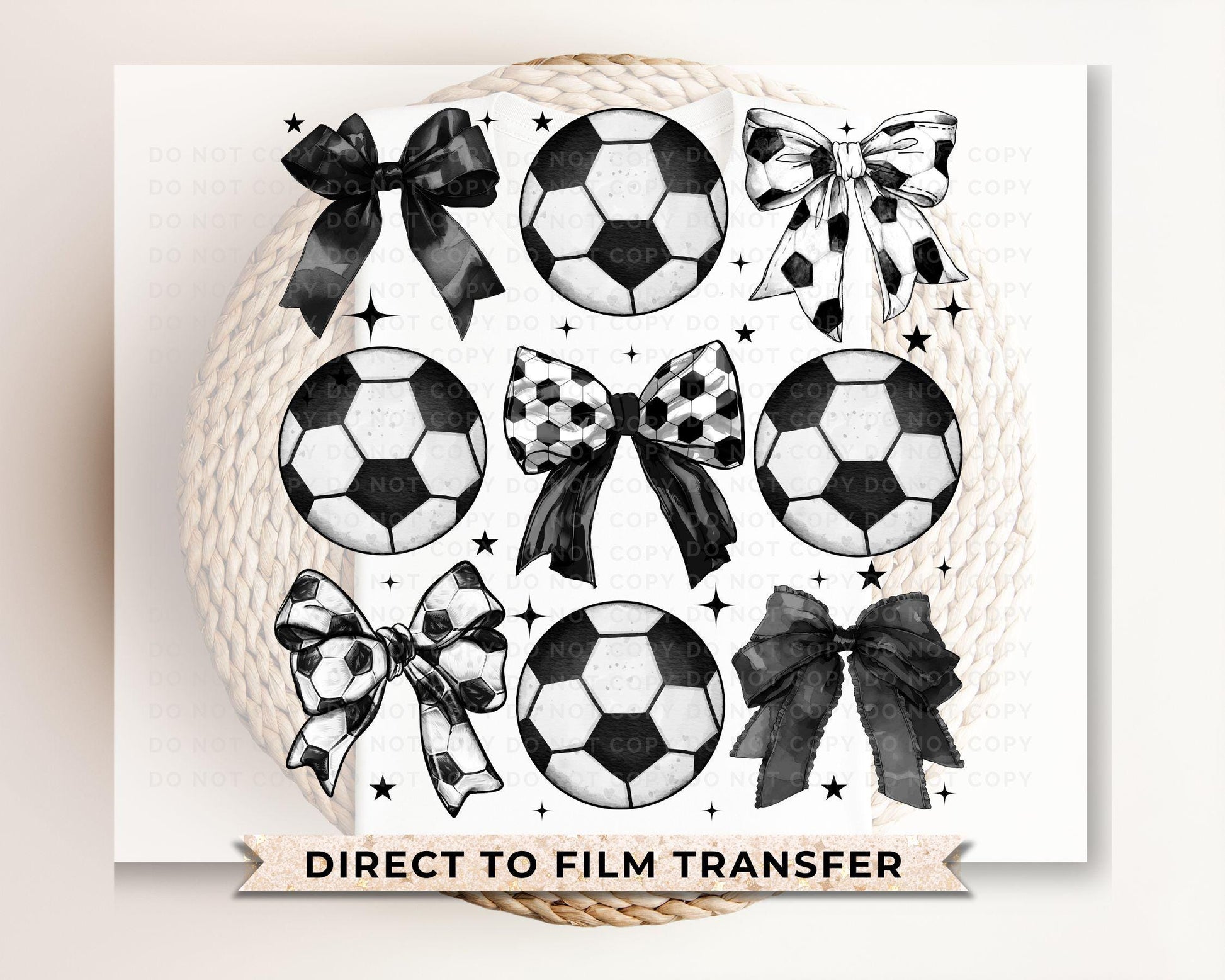 Soccer DTF Transfers, Ready to Press, T-shirt Transfers, Heat Transfer, Direct to Film, Cold Peel, Sports Mom, Girly, Coquette Soccer Bows