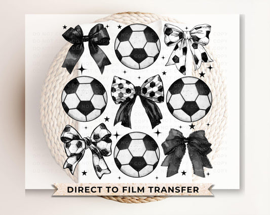 Soccer DTF Transfers, Ready to Press, T-shirt Transfers, Heat Transfer, Direct to Film, Cold Peel, Sports Mom, Girly, Coquette Soccer Bows