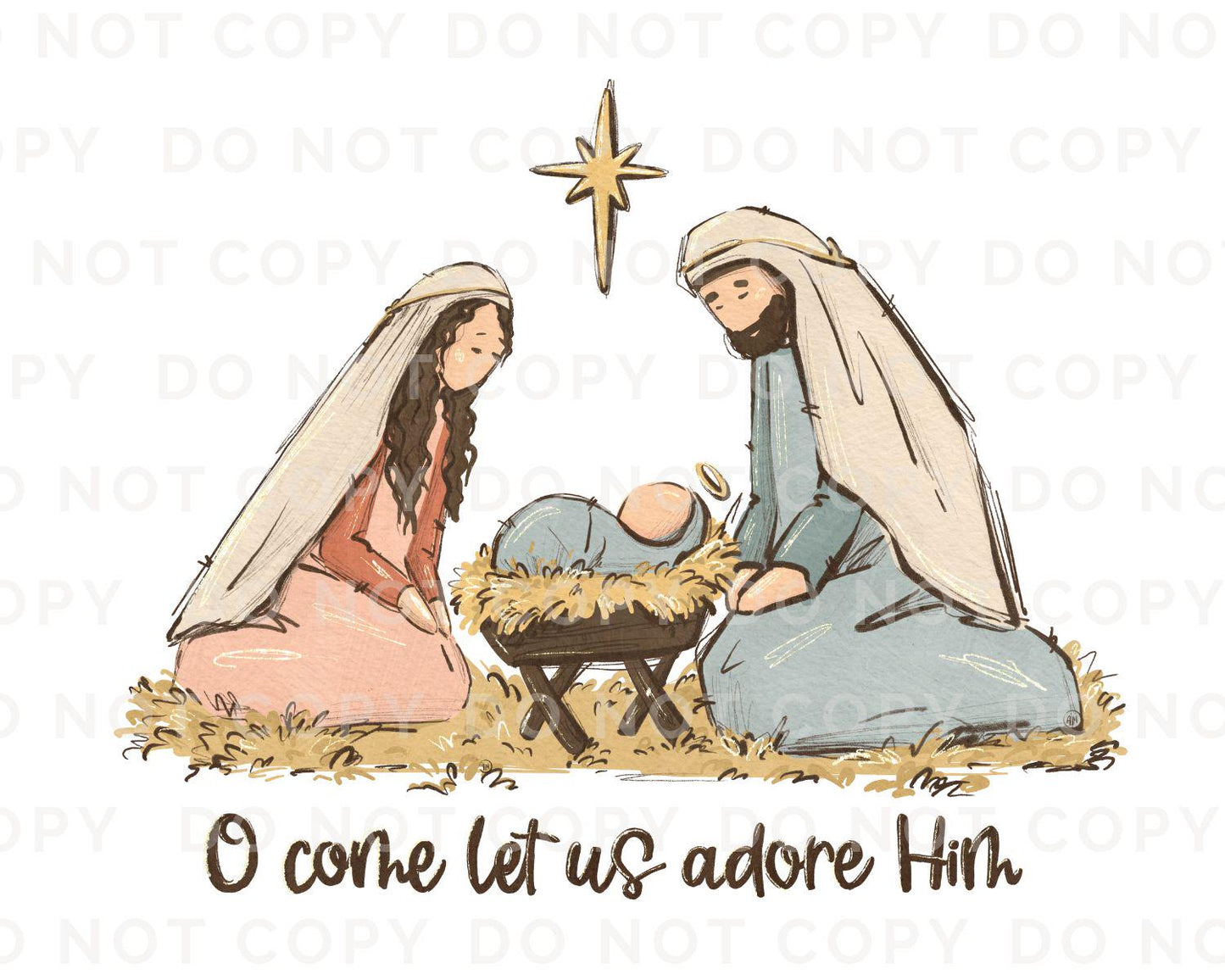 Christmas DTF Transfers, Ready to Press, T-shirt Transfers, Heat Transfer, Direct to Film, Holiday, Nativity, Baby Jesus, Manger, Christian