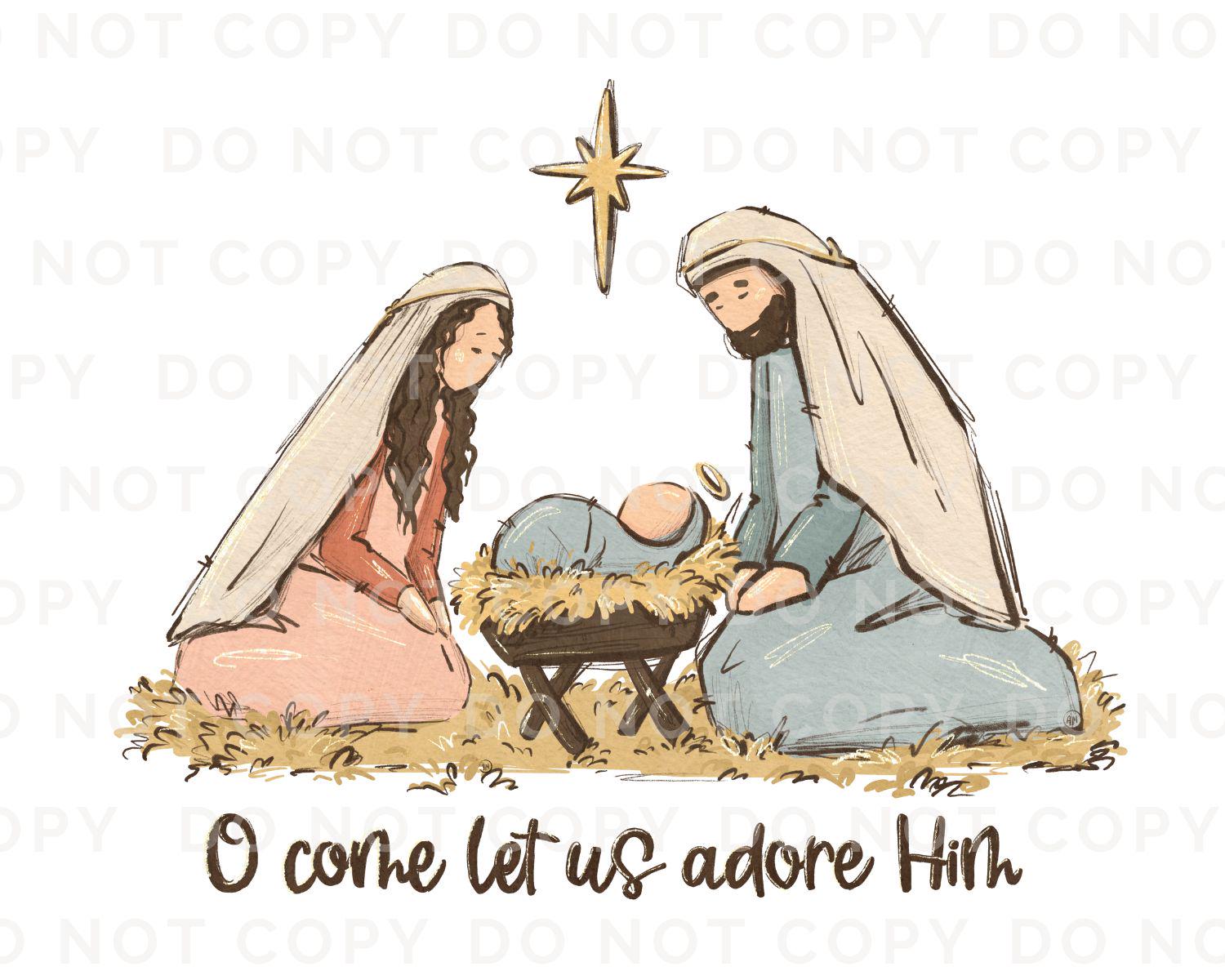 Christmas DTF Transfers, Ready to Press, T-shirt Transfers, Heat Transfer, Direct to Film, Holiday, Nativity, Baby Jesus, Manger, Christian