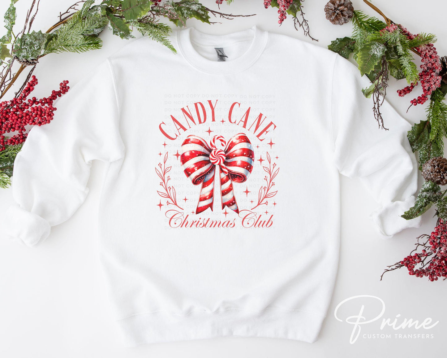 Christmas DTF Transfers, Ready to Press, T-shirt Transfers, Heat Transfer, Direct to Film, Holiday, Trendy, Cute, Candy Cane Coquette Bow