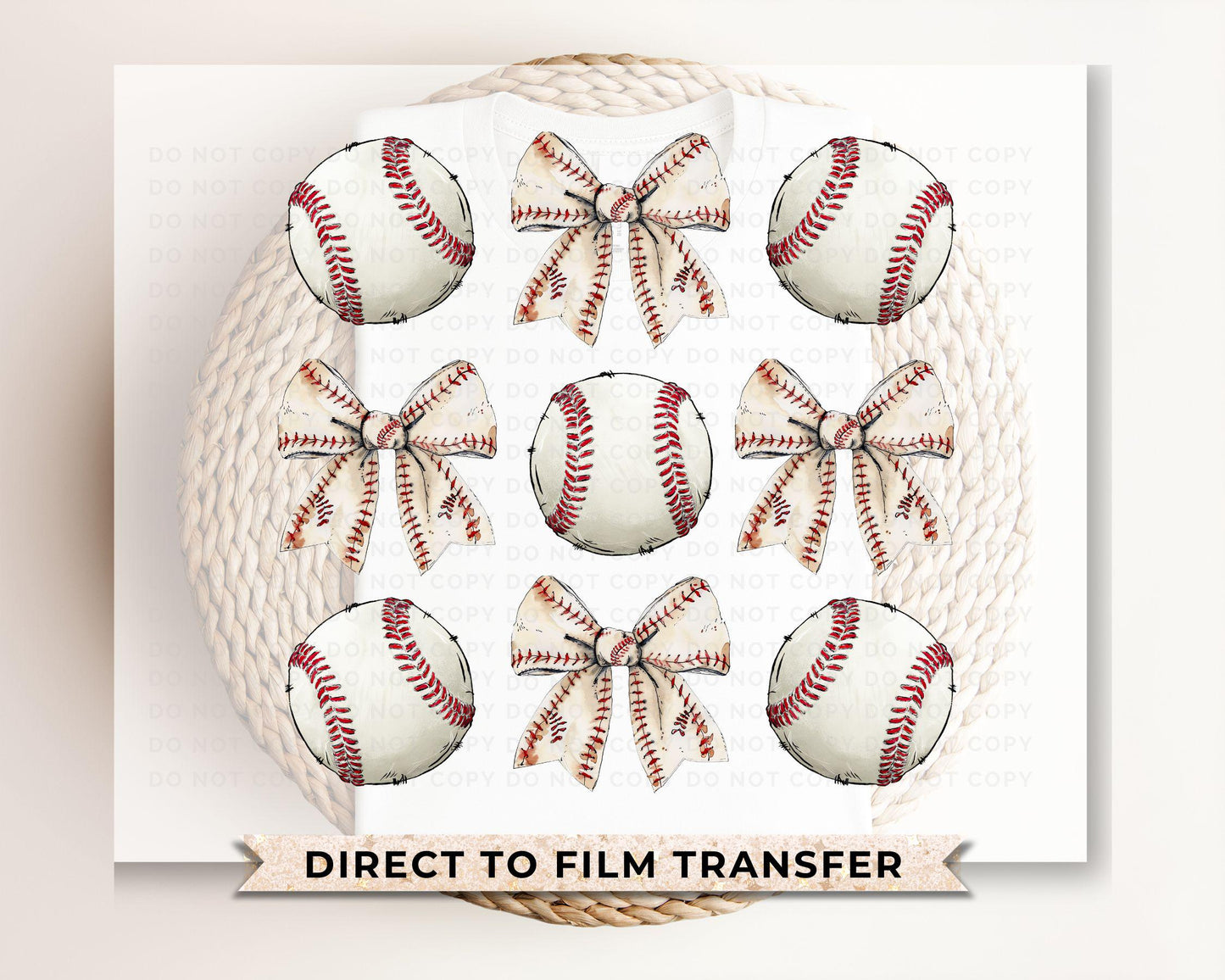 Baseball DTF Transfers, Ready to Press, T-shirt Transfers, Heat Transfer, Direct to Film, Sports, Softball, Baseballs and Bows, Coquette