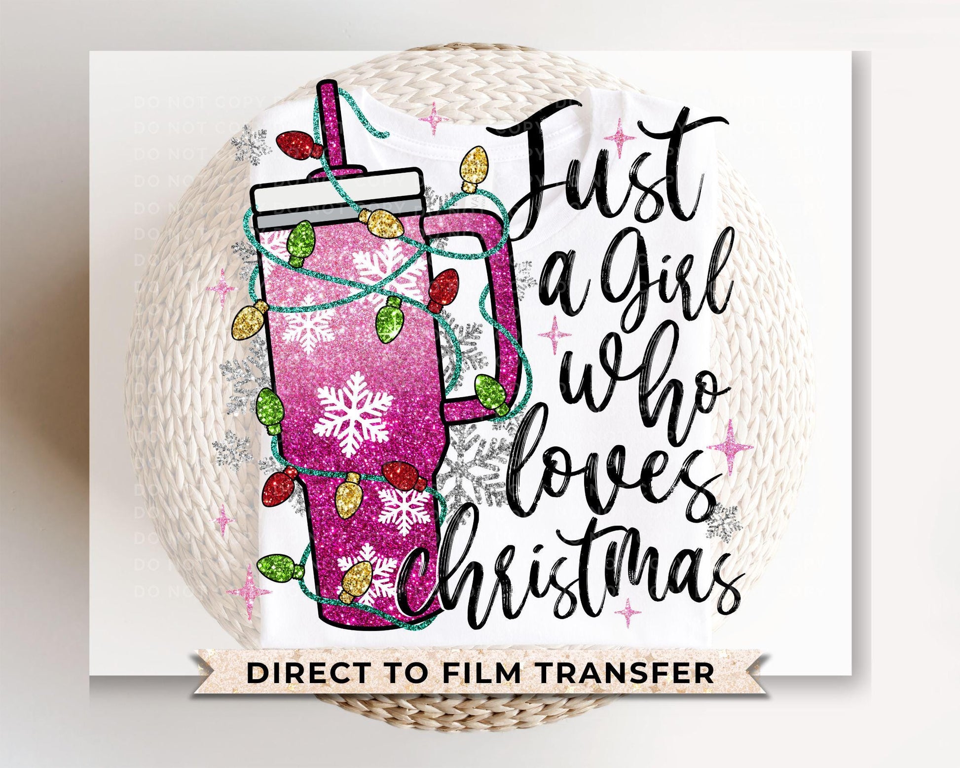 Christmas DTF Transfers, Ready to Press, T-shirt Transfers, Heat Transfer, Direct to Film, Holiday, Funny, Faux Sparkly Glitter Tumbler