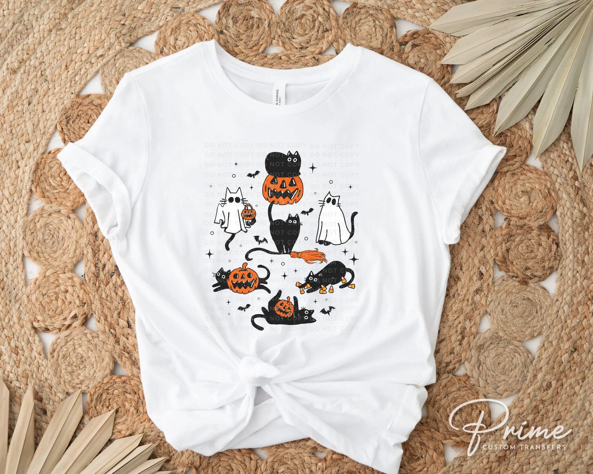 Halloween DTF Transfers, Ready to Press, T-shirt Transfers, Heat Transfer, Direct to Film, Kids, Fall, Autumn, Trendy, Cute Black Ghost Cats