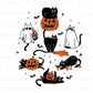 Halloween DTF Transfers, Ready to Press, T-shirt Transfers, Heat Transfer, Direct to Film, Kids, Fall, Autumn, Trendy, Cute Black Ghost Cats