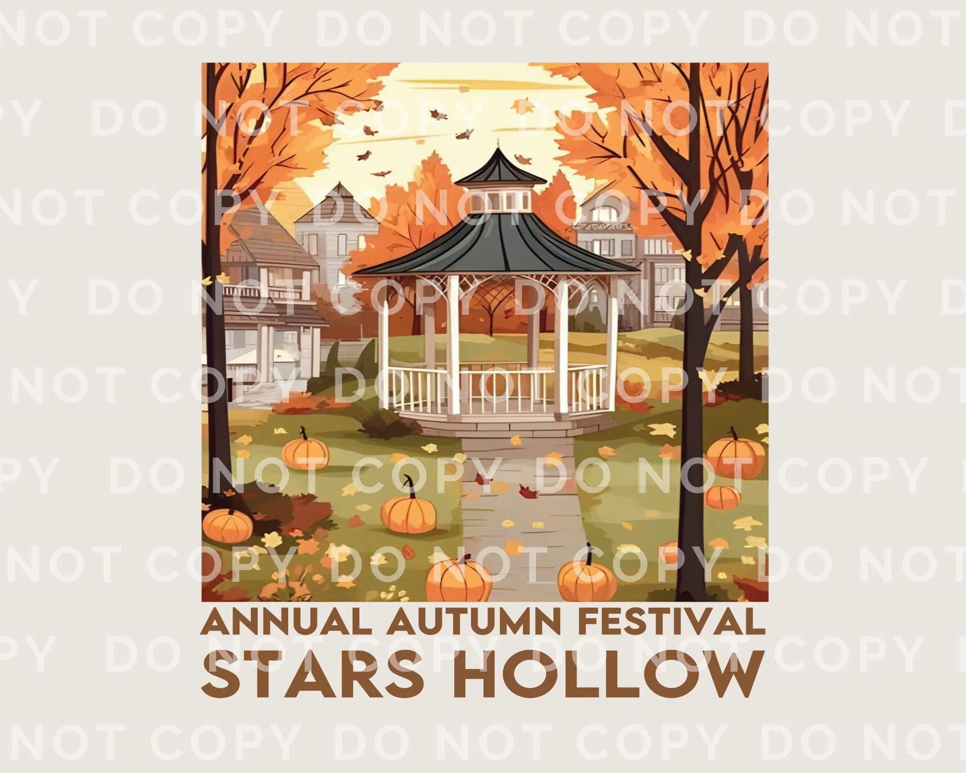 Fall DTF Transfers, Ready to Press, T-shirt Transfers, Heat Transfer, Direct to Film, Stars Hollow Connecticut, Autumn Festival, Gazebo
