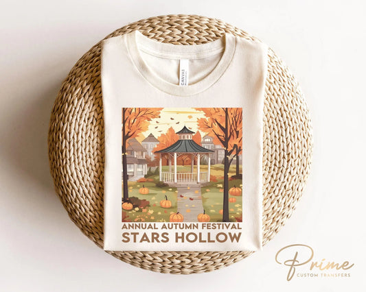 Fall DTF Transfers, Ready to Press, T-shirt Transfers, Heat Transfer, Direct to Film, Stars Hollow Connecticut, Autumn Festival, Gazebo