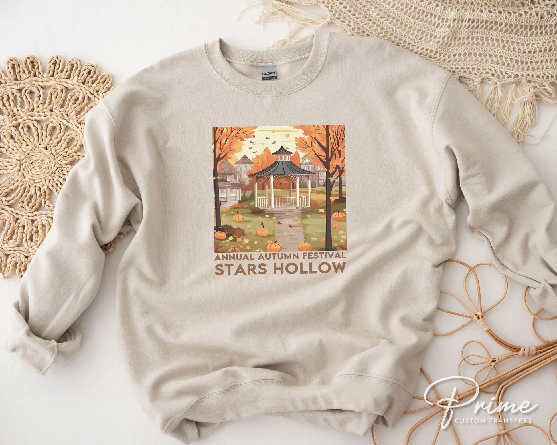 Fall DTF Transfers, Ready to Press, T-shirt Transfers, Heat Transfer, Direct to Film, Stars Hollow Connecticut, Autumn Festival, Gazebo