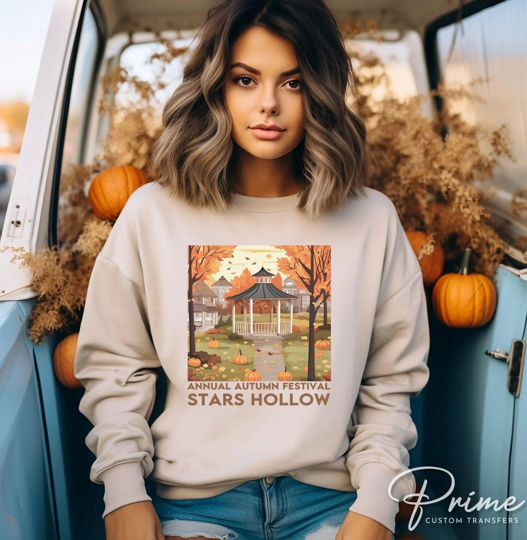Fall DTF Transfers, Ready to Press, T-shirt Transfers, Heat Transfer, Direct to Film, Stars Hollow Connecticut, Autumn Festival, Gazebo