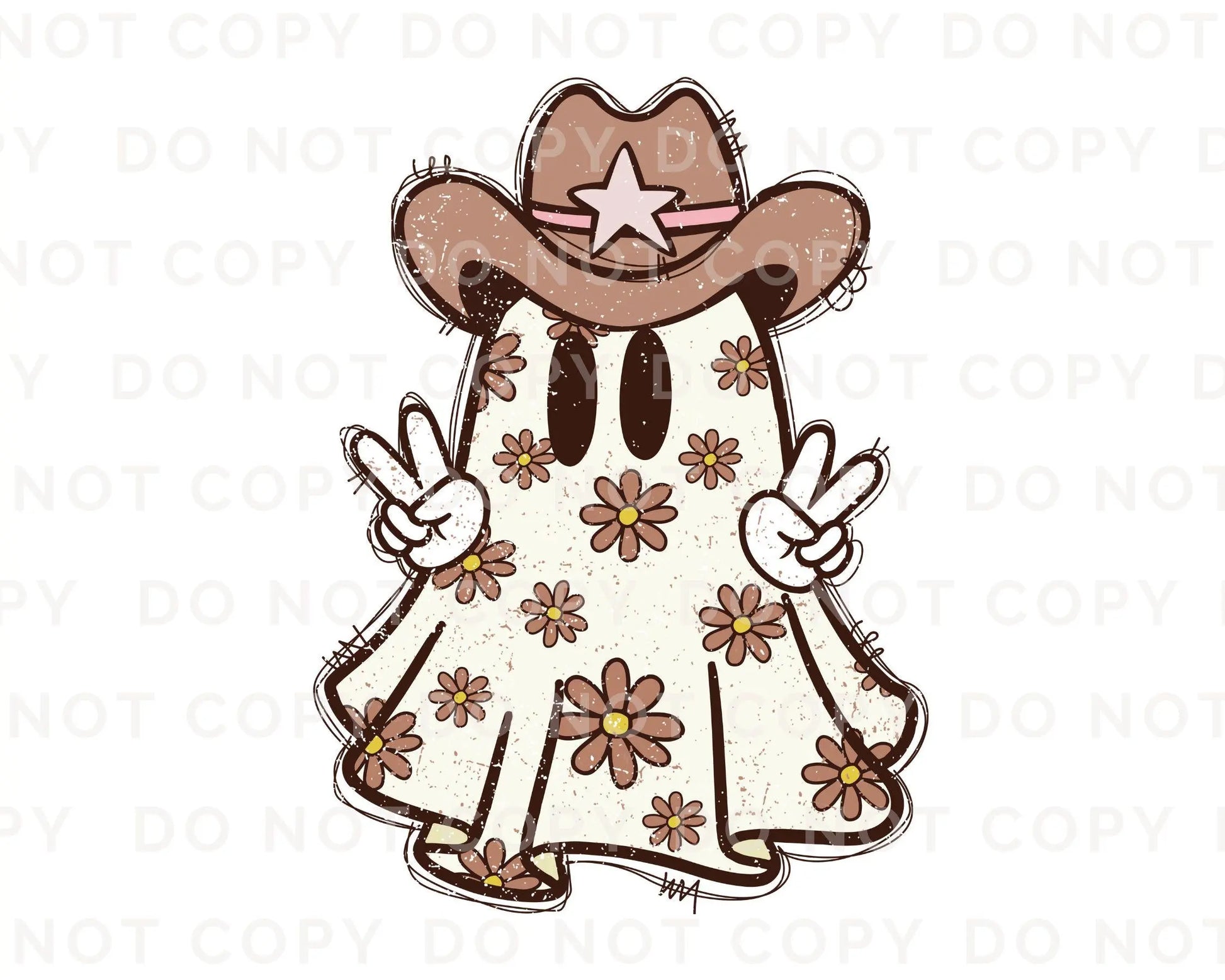 Halloween DTF, Ready to Press, T-shirt Transfers, Heat Transfer, Direct to Film, Fall, Ghostie, Ghost Cowboy, Cowgirl, Western, Trendy