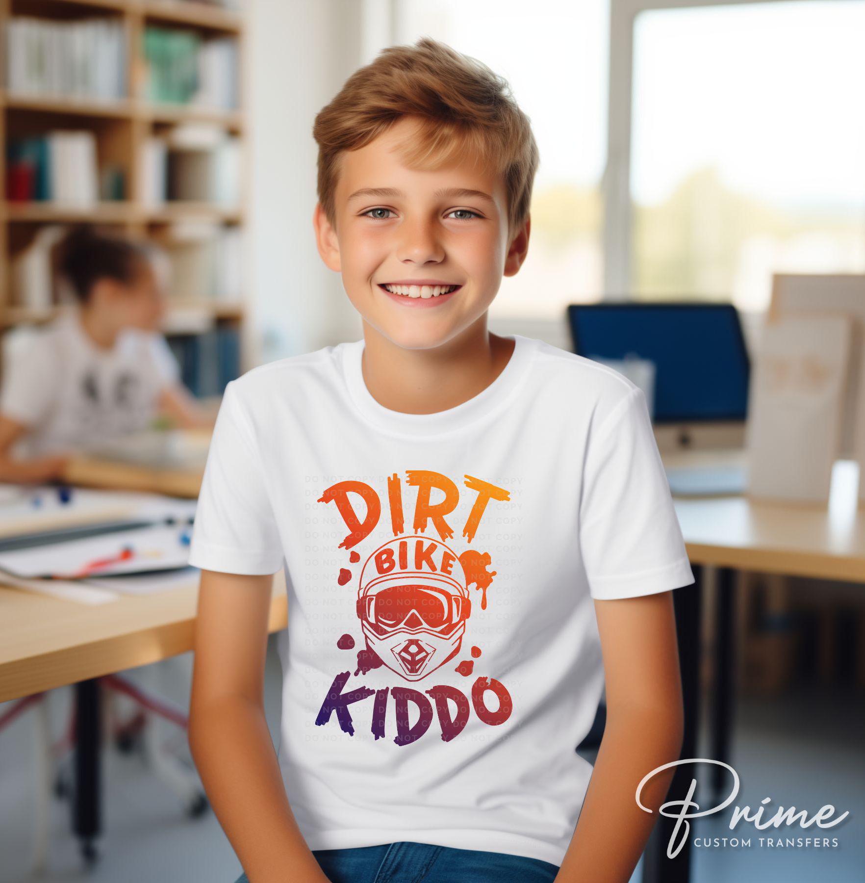 Dirt Bike Kiddo DTF Transfers, Ready to Press, T-shirt Transfers, Heat Transfer, Direct to Film, Helmet, Goggles, Kids, Boys, Mud, Muddy