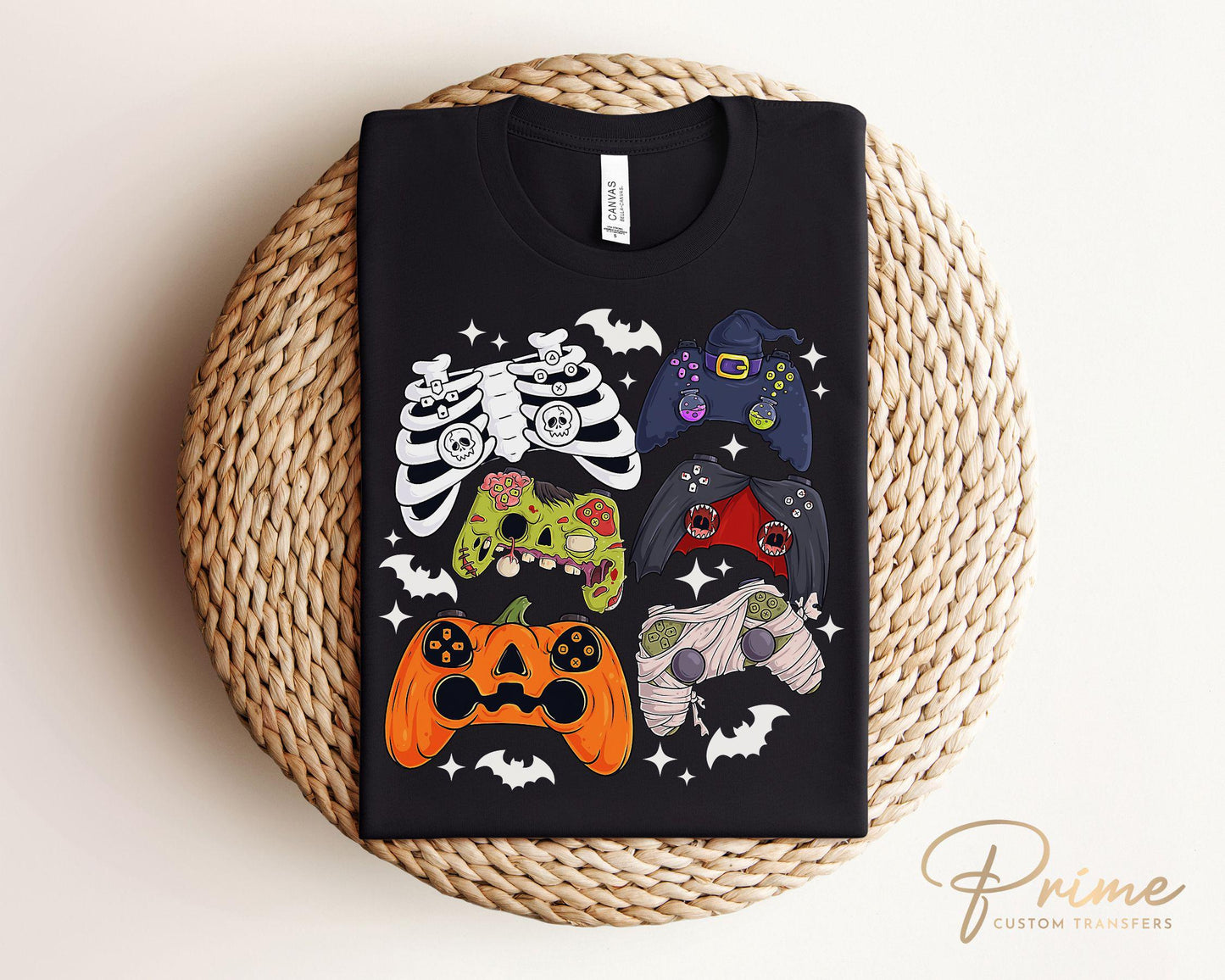 Halloween DTF Transfers, Ready to Press, T-shirt Transfers, Heat Transfer, Direct to Film, Skeleton Zombie, Video Games, Gaming Controller