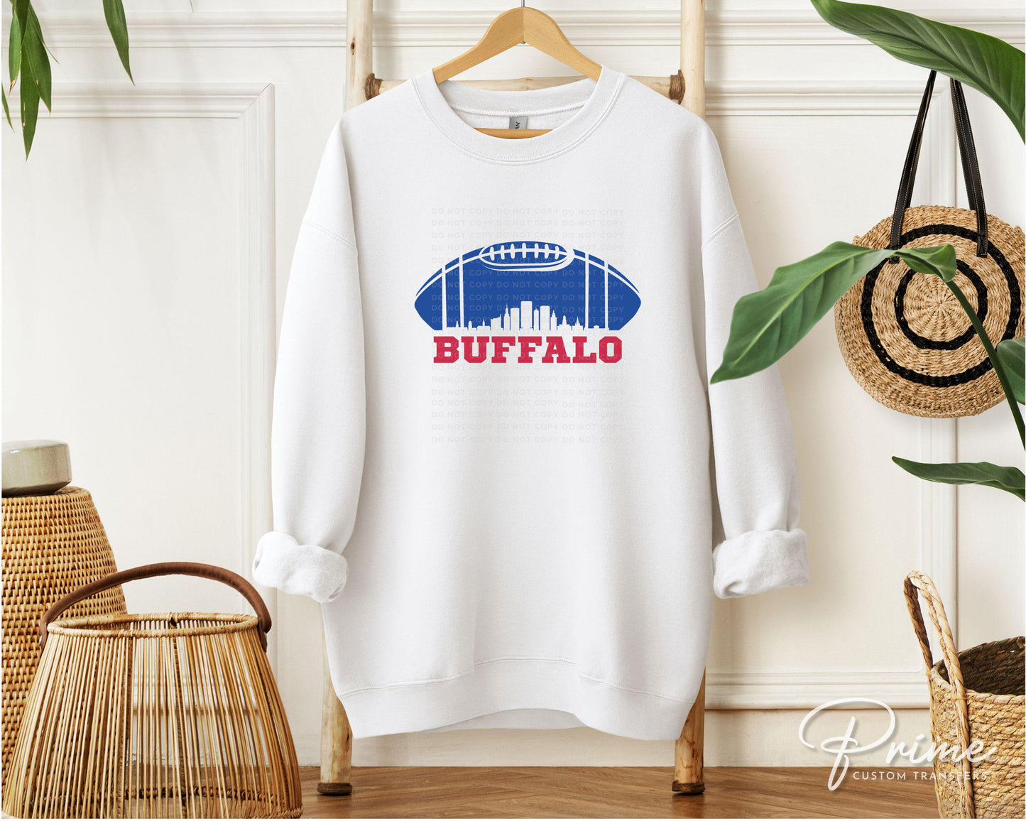 Football DTF Transfers, Ready to Press, T-shirt Transfers, Heat Transfer, Direct to Film, Sports, Full Color, Distressed, Buffalo, New York