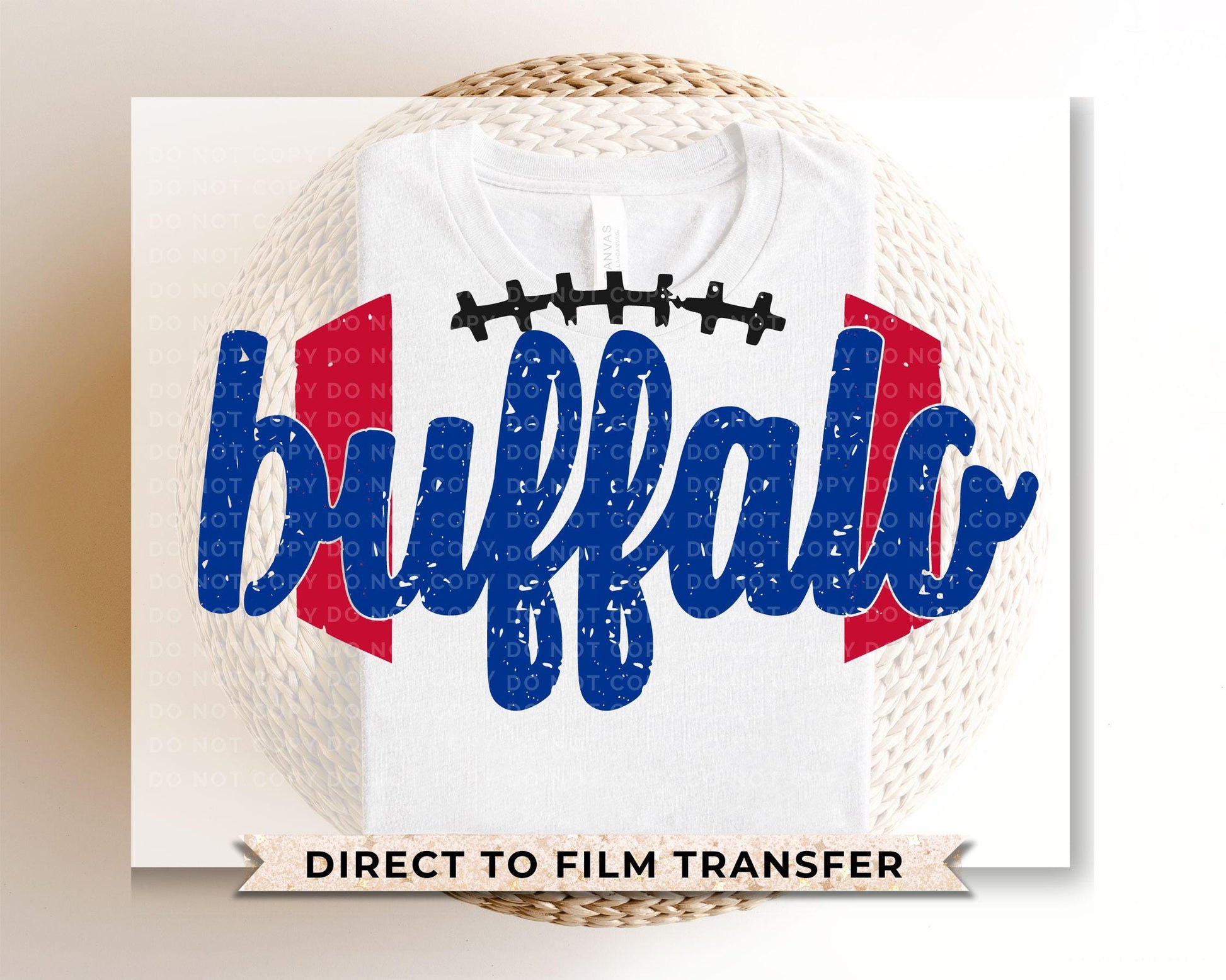 Football DTF Transfers, Ready to Press, T-shirt Transfers, Heat Transfer, Direct to Film, Sports, Full Color, Distressed, Buffalo, New York