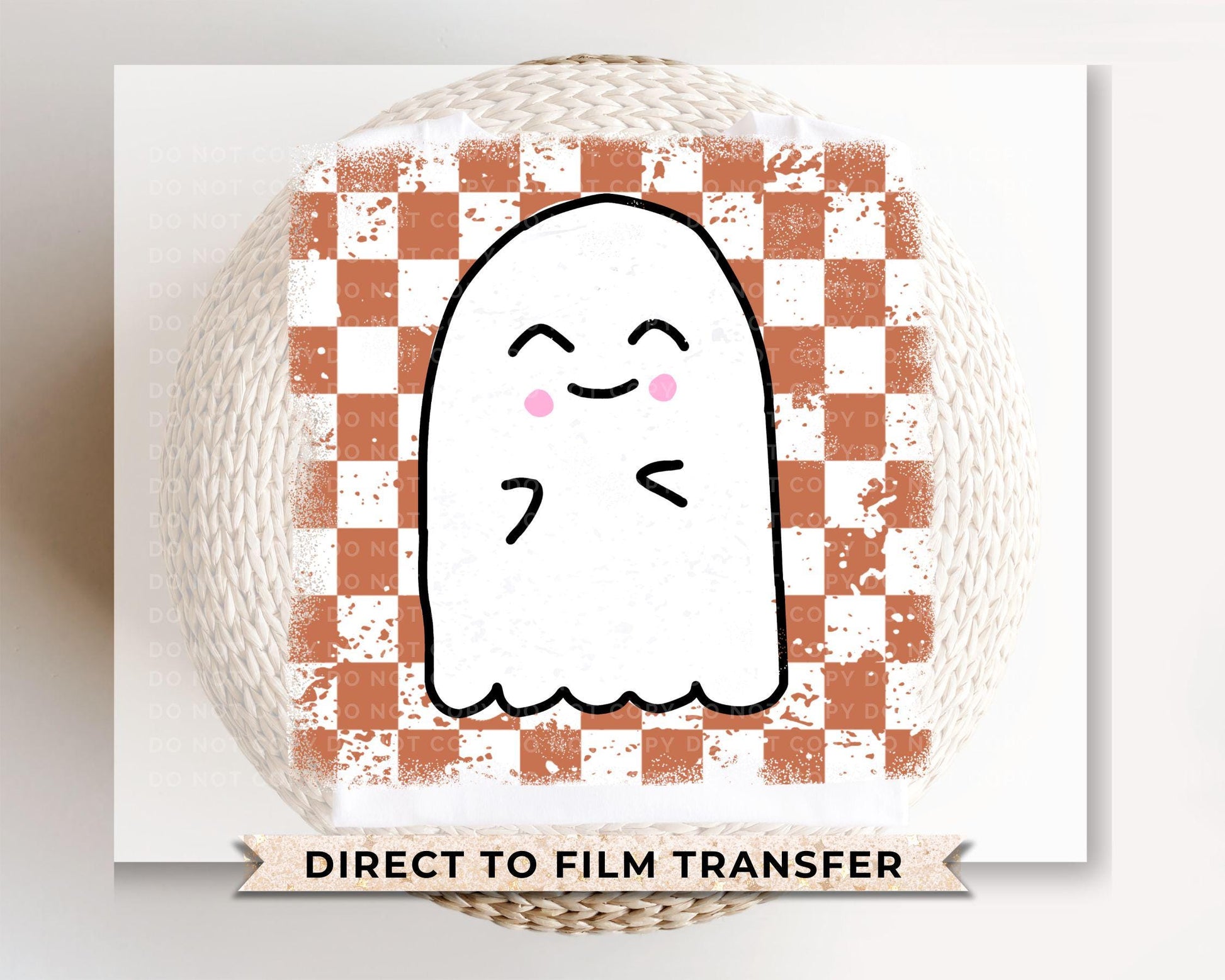 Halloween DTF Transfers, Ready to Press, T-shirt Transfers, Heat Transfer, Direct to Film, Fall, Autumn, Cute Trendy, Checkered Ghost