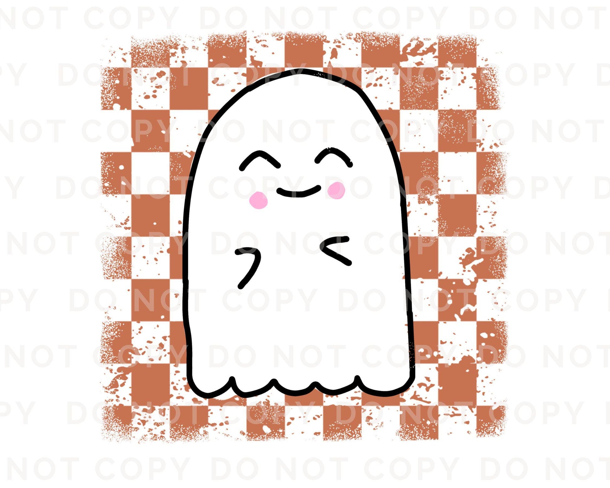 Halloween DTF Transfers, Ready to Press, T-shirt Transfers, Heat Transfer, Direct to Film, Fall, Autumn, Cute Trendy, Checkered Ghost