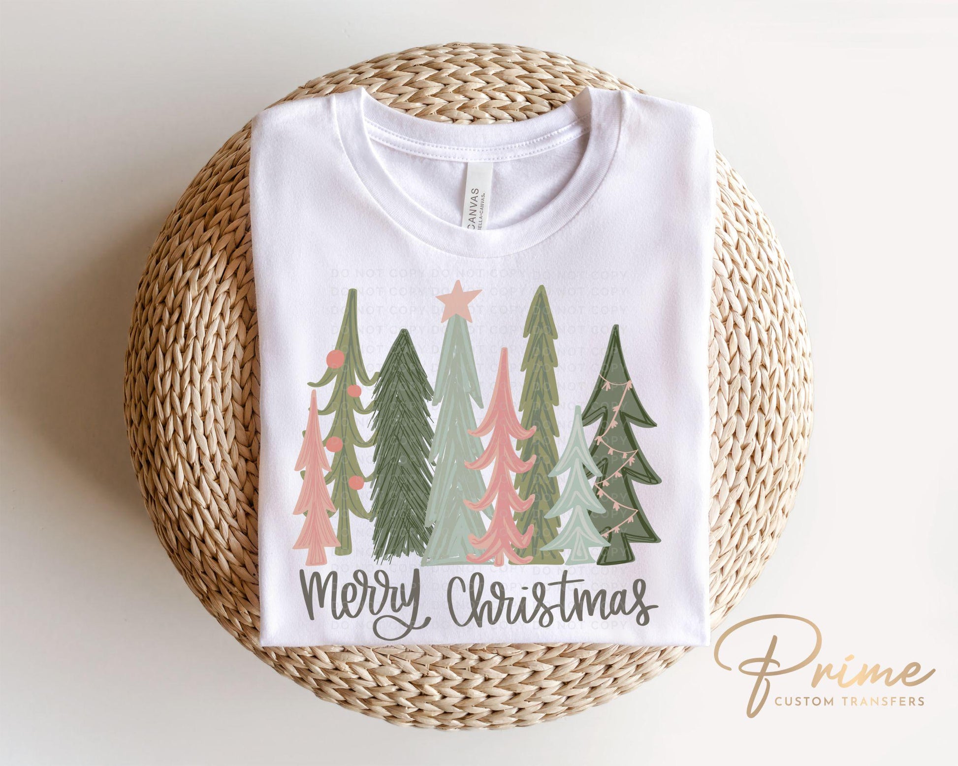 Christmas DTF Transfers, Ready to Press, T-shirt Transfers, Heat Transfer, Direct to Film, Holiday, Watercolor Pastel Christmas Trees