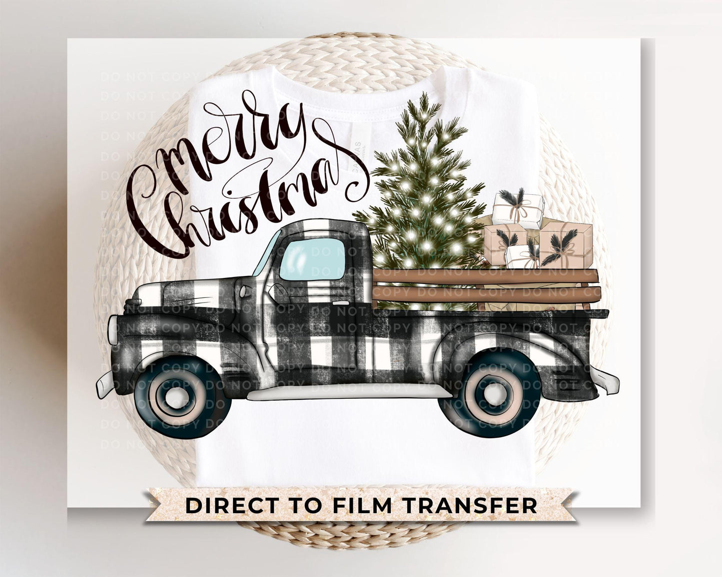 Christmas DTF Transfers, Ready to Press, T-shirt Transfers, Heat Transfer, Direct to Film, Holiday, Buffalo Plaid, Truck, Christmas Tree