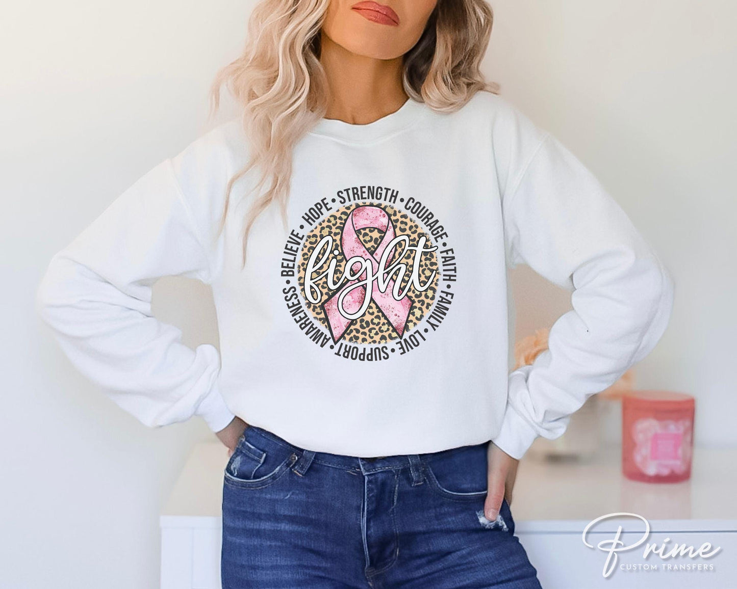 Breast Cancer DTF Transfers, Ready to Press, T-shirt Transfers, Heat Transfer, Direct to Film, Fight, Pink Ribbon, Leopard, Cancer Awareness