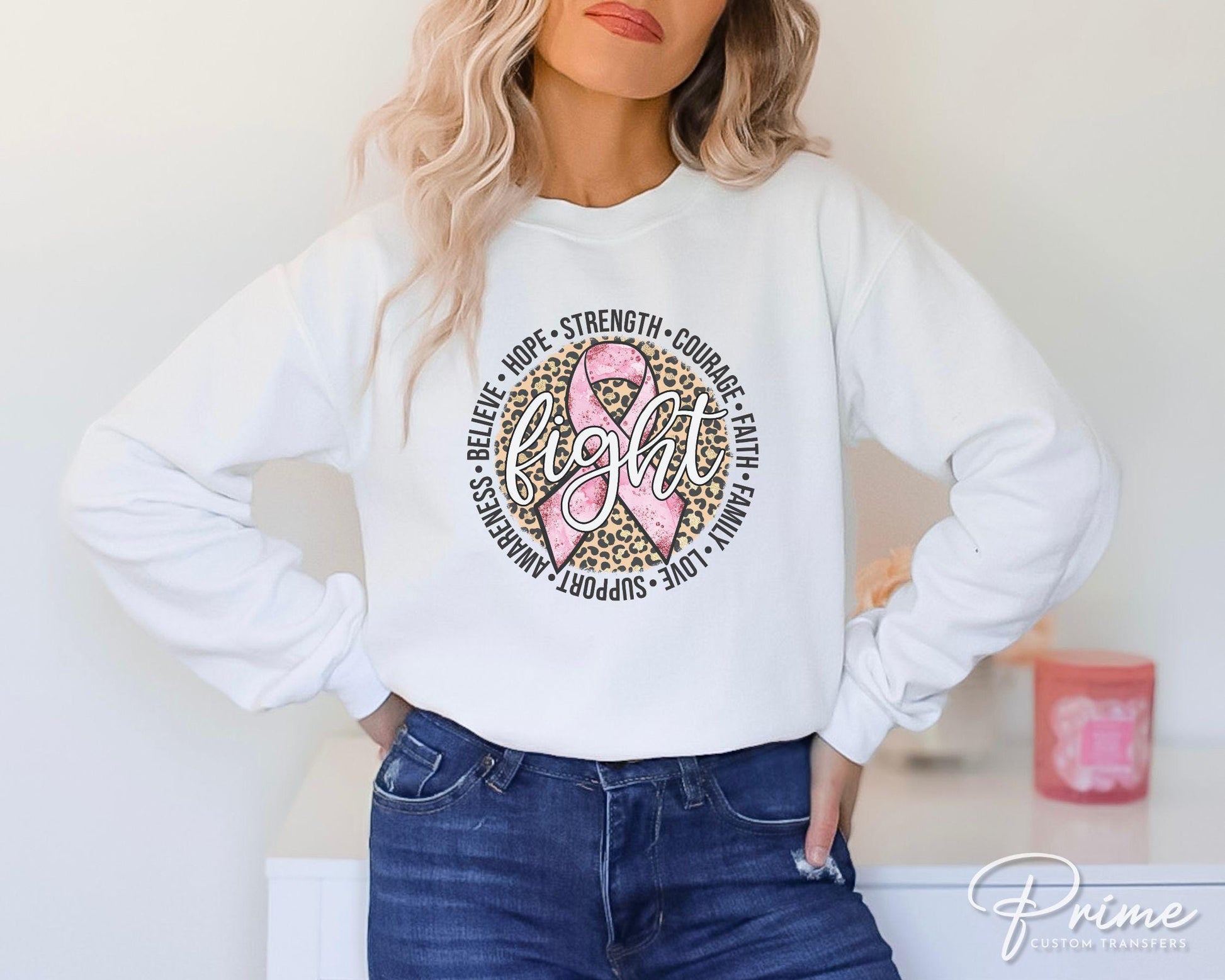 Breast Cancer DTF Transfers, Ready to Press, T-shirt Transfers, Heat Transfer, Direct to Film, Fight, Pink Ribbon, Leopard, Cancer Awareness