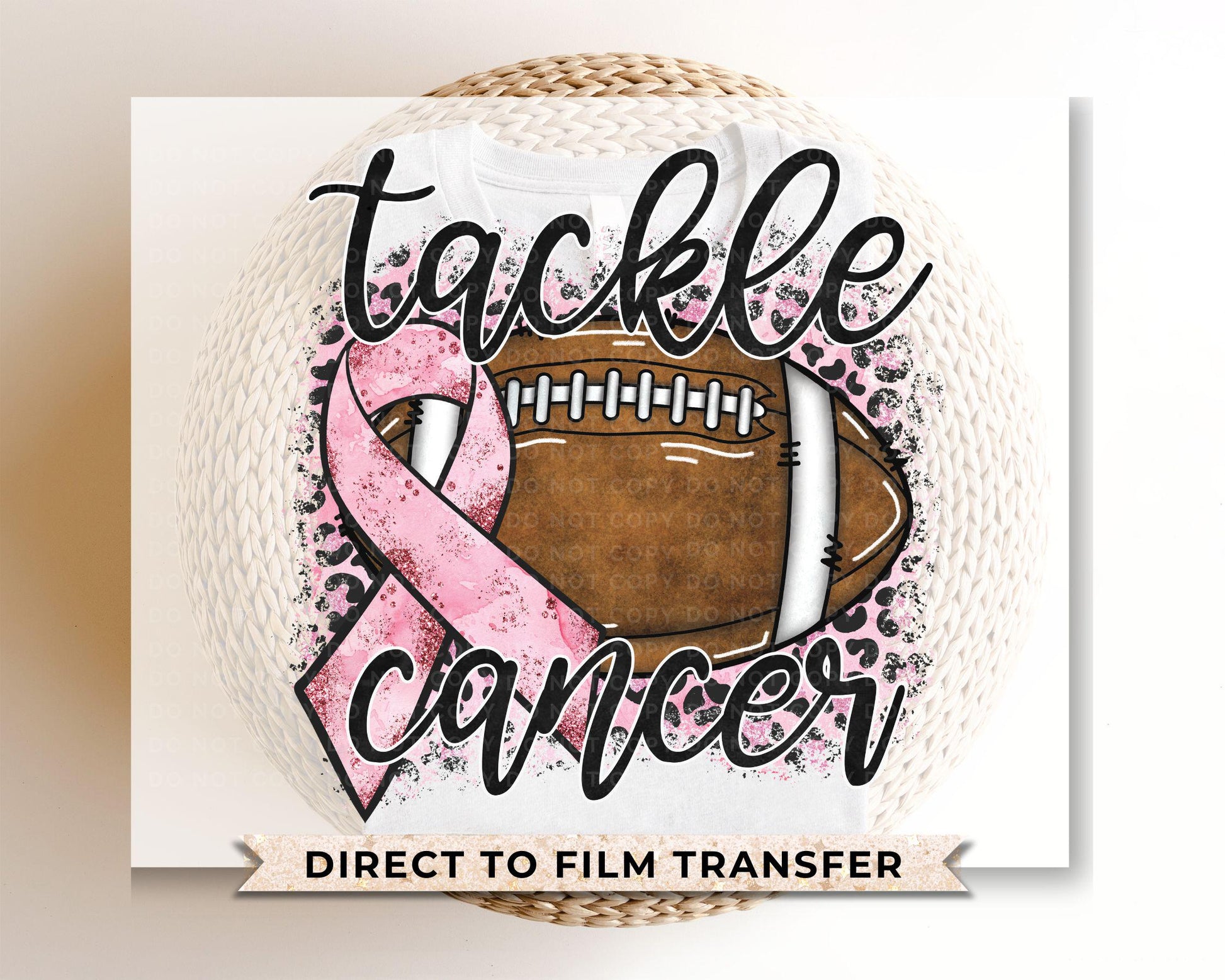 Breast Cancer DTF Transfers, Ready to Press, T-shirt Transfers, Heat Transfer, Direct to Film, Awareness, Fight, Pink Ribbon, Football