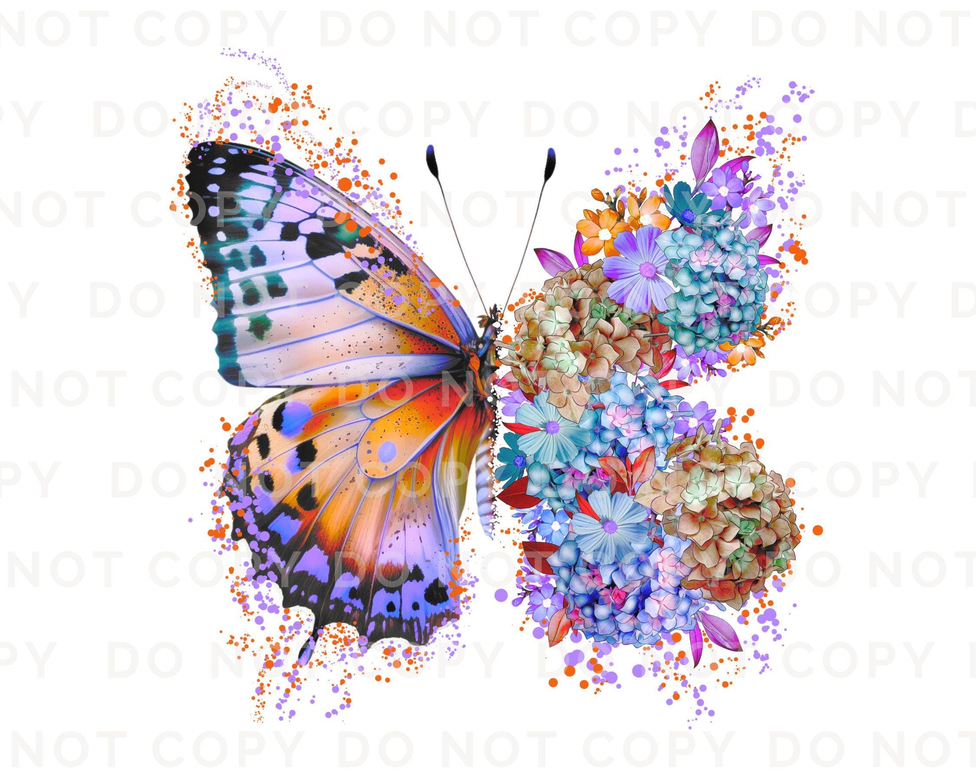 Butterfly DTF Transfers, Ready to Press, T-shirt Transfers, Heat Transfer, Direct to Film, Flowers, Spring, Cute, Girly, Floral Butterfly