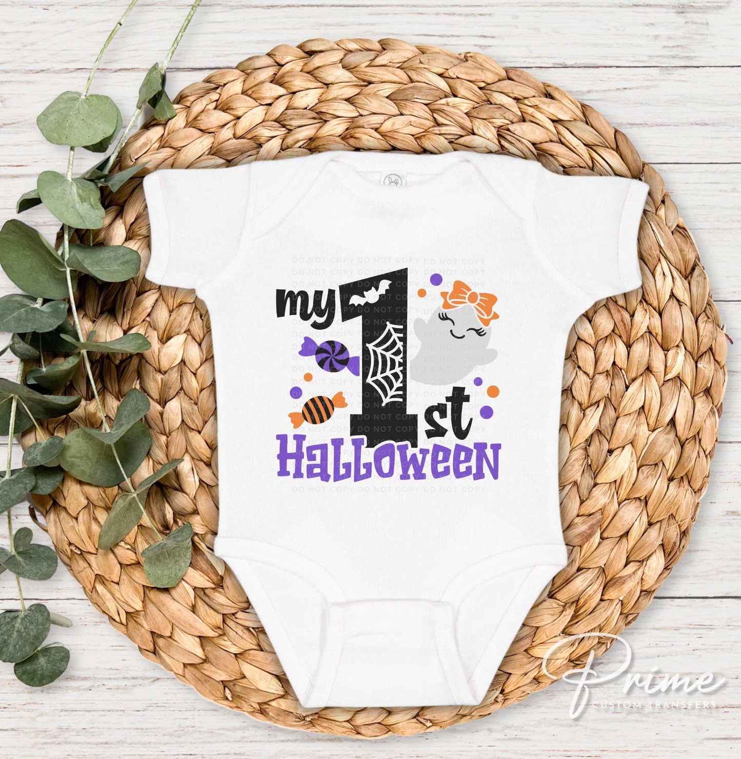 Halloween DTF Transfers, Ready to Press, T-shirt Transfers, Heat Transfer, Direct to Film, Baby Girl, Holiday, Fall, Ghost, My 1st Halloween