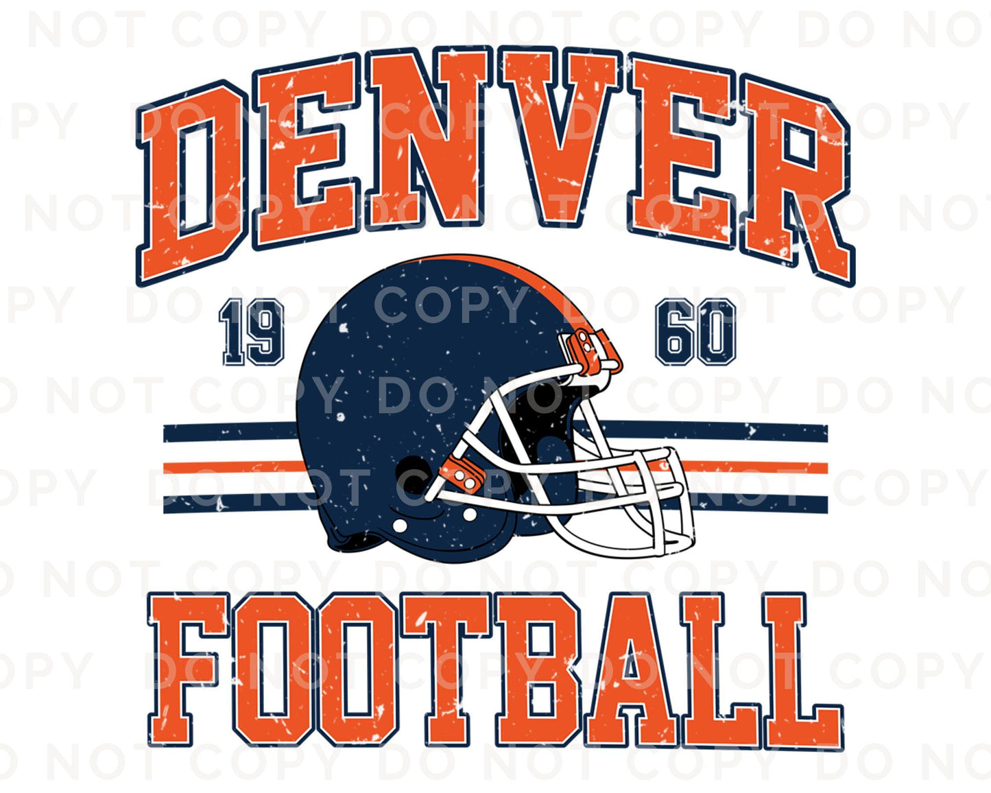 Football DTF Transfers, Ready to Press, T-shirt Transfers, Heat Transfer, Direct to Film, Sports, Full Color, Vintage, Denver Football