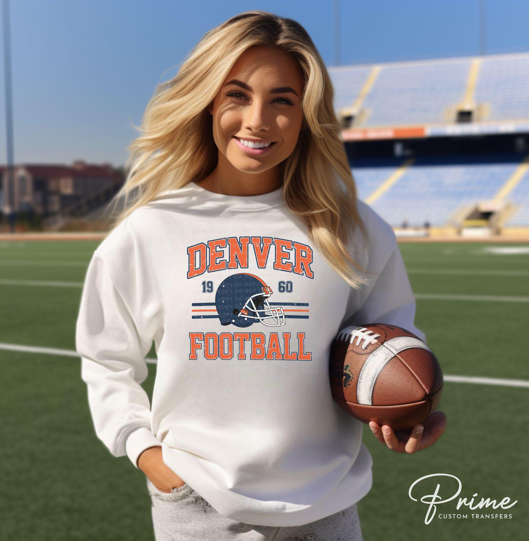 Football DTF Transfers, Ready to Press, T-shirt Transfers, Heat Transfer, Direct to Film, Sports, Full Color, Vintage, Denver Football
