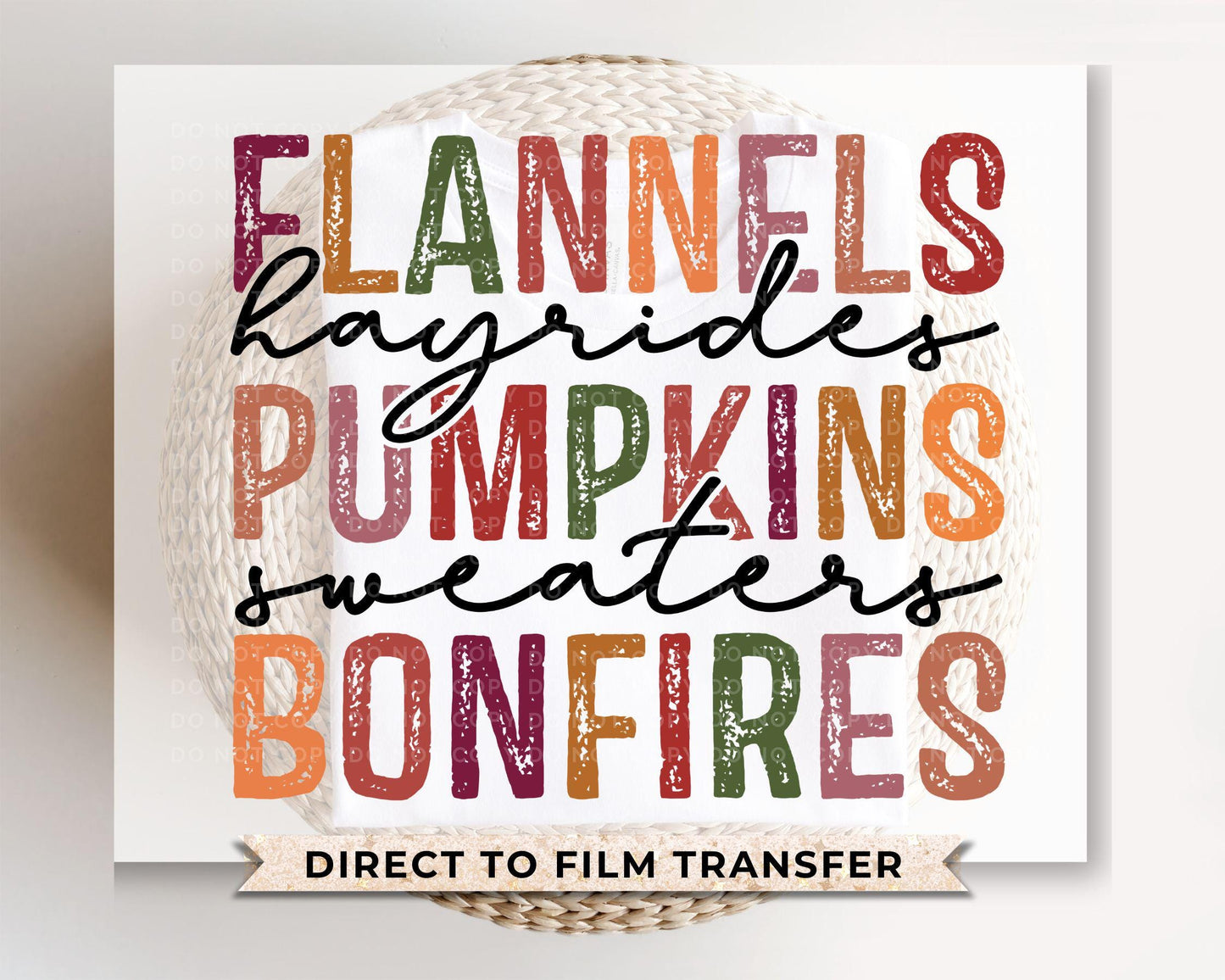 Fall DTF Transfers, Ready to Press, T-shirt Transfers, Heat Transfer, Direct to Film, Flannels, Hayrides, Pumpkins, Sweaters, Bonfires