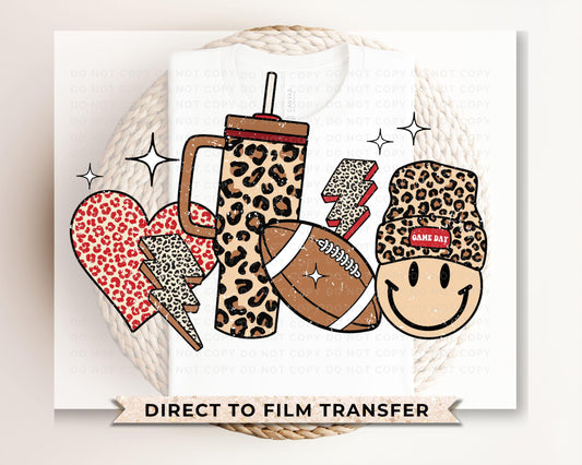 Football DTF Transfers, Ready to Press, T-shirt Transfers, Heat Transfer, Direct to Film, Sports Mom, Game Day, Fall, Tumbler, Leopard