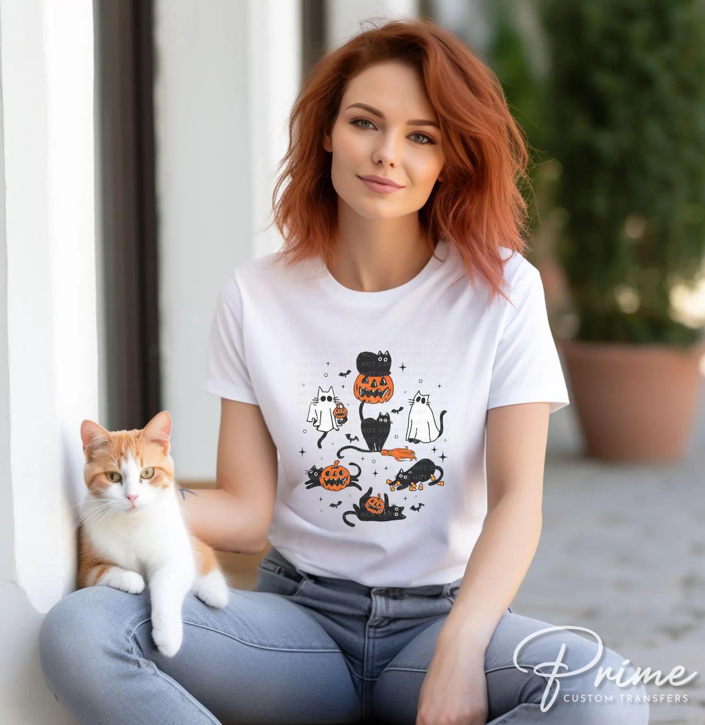 Halloween DTF Transfers, Ready to Press, T-shirt Transfers, Heat Transfer, Direct to Film, Kids, Fall, Autumn, Trendy, Cute Black Ghost Cats