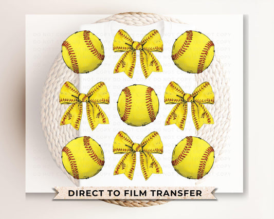 Softball DTF Transfers, Ready to Press, T-shirt Transfers, Heat Transfer, Direct to Film, Sports Mom, Softballs and Bows, Coquette, Trendy